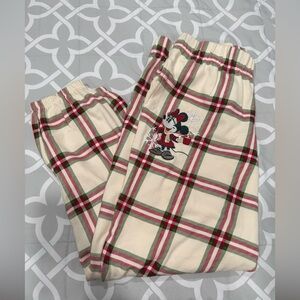 Disney Minnie Mouse Pajama Bottoms - Cream and Red Plaid with Minnie Mouse